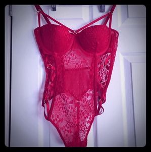 Victoria Secrets Red Crisscross Ring Teddy NWT